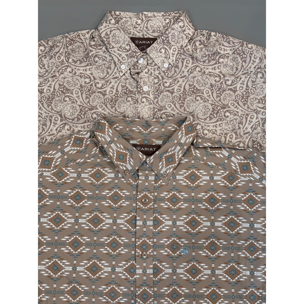 Ariat Men's Medium Shirt Long Sleeve 100% Cotton Button Front NWOT Lot of 2
